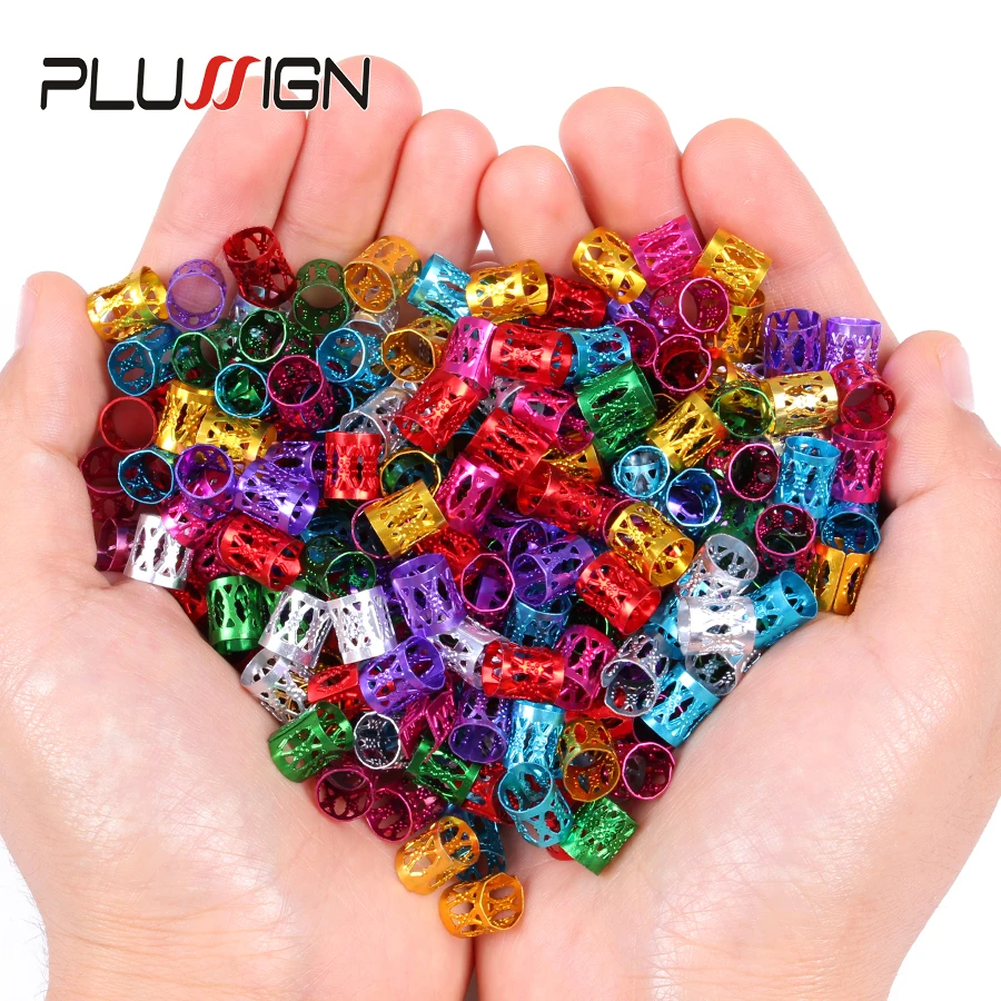 Factory Sale 100 Pcs/Lot Pink Red Purple Green Blue Golden Silver Dreadlock Hair Beads Adjustable Hair Ring For Braids