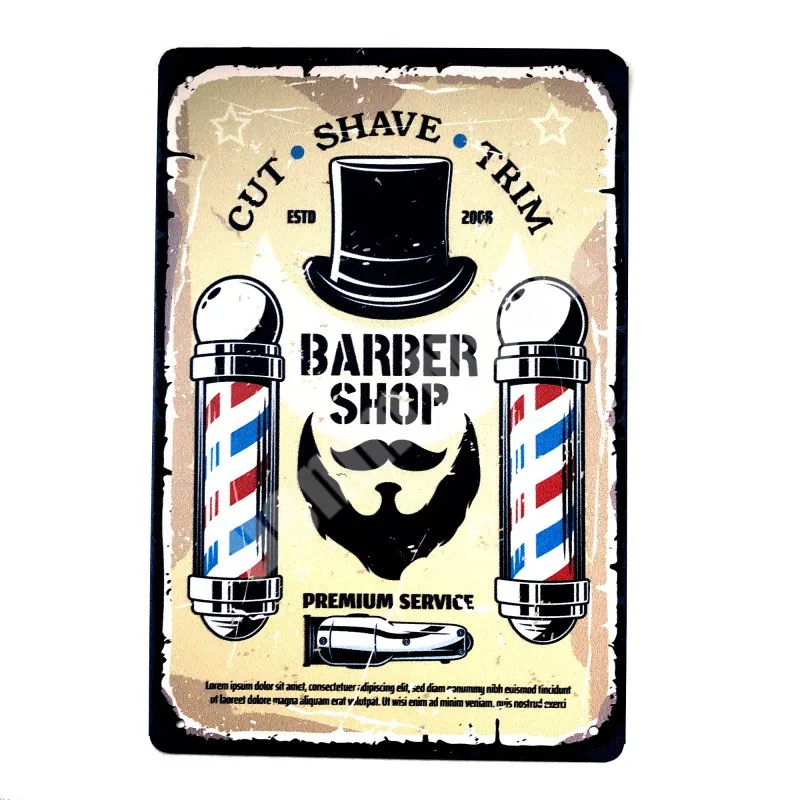 Barber Shop Vintage Metal Tin Signs, Bar, Cafe Decoration, Plaque Shop, Billboard, Haircuts, Wall Art Poster, Home Gift, 20x30cm