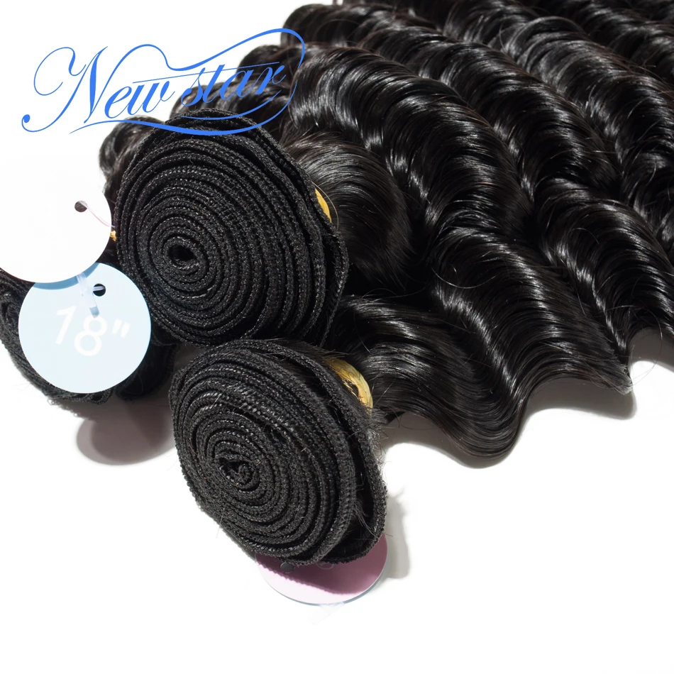 Peruvian 11A Virgin Hair Deep Wave 3 Bundles Unprocessed Full And Thick Human Hair Weave Bundles New Star Raw  Hair Products