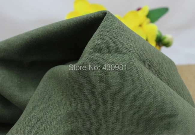 100*140cm Army Green Cotton Linen Fabric Patchwork Craft Material Bag Curtain Doll