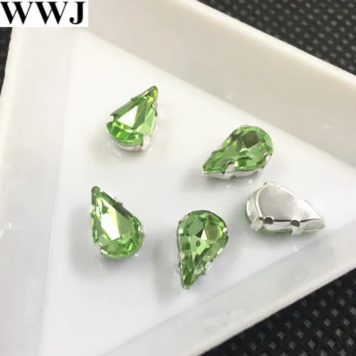 

6x10 мм, 8x13 мм, Перидот Зеленого Цвета, фантазийный камень с оправой золотого краба для шитья платья, изготовления ювелирных изделий