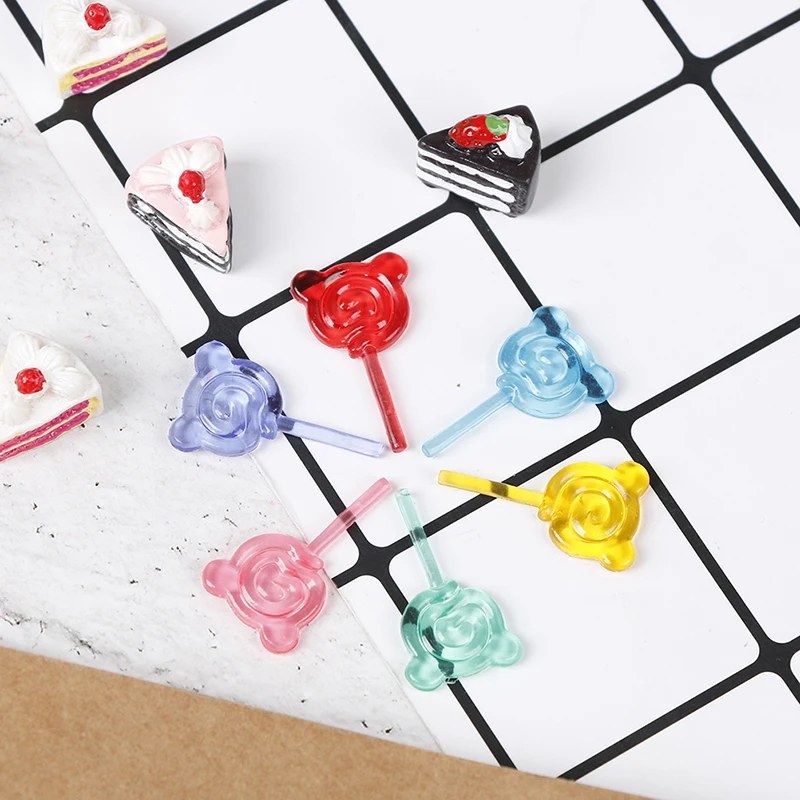 6Pcs 1:12 Scale Mini Resin Bear Shape Lollipop Simulation For Dollhouse Miniature Toy Doll Food Kitchen Gift Doll Accessories