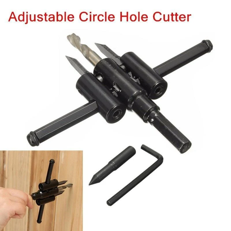 30mm-120mm/200mm Adjustable Metal Wood Circle Hole Saw Drill Bit Cutter Kit DIY Tool