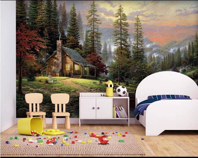 

The custom 3D murals,European fairy tale forest hut oil painting papel de parede,living room sofa TV wall bedroom wall paper