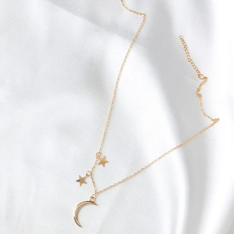 Europe And United States Foreign Trade Romantic Couple Moon Star Combination Of Women Clavicle Necklace Jewelry Maxi Necklace