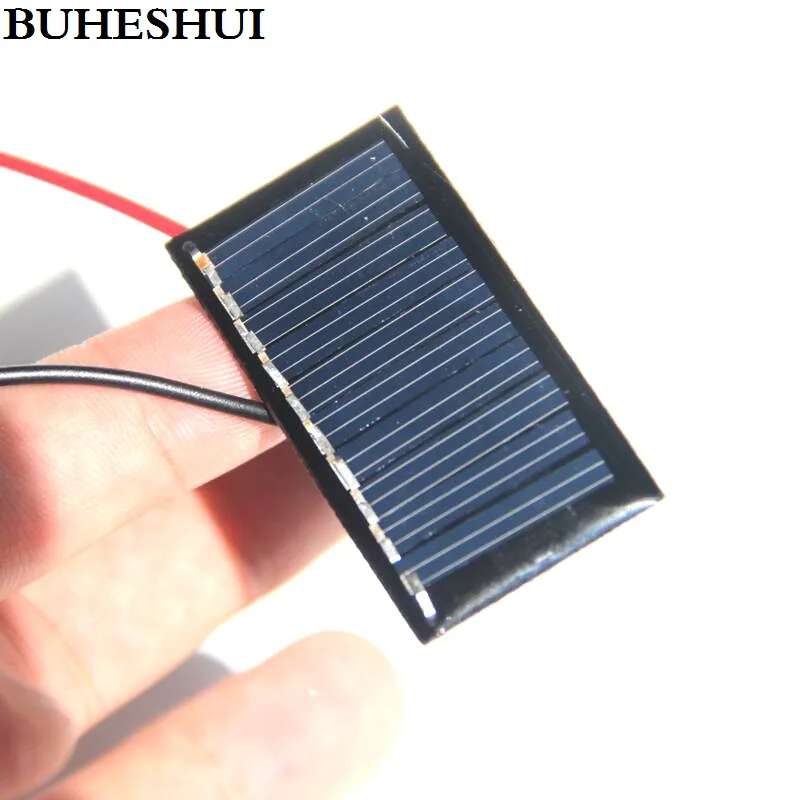 BUHESHUI Mini 0.125W 5V Pannello Solare Policristallino Cella Solare Epossidica con Filo FAI DA TE Sistema Solare Kit Educativi 45*25MM 10 PZ