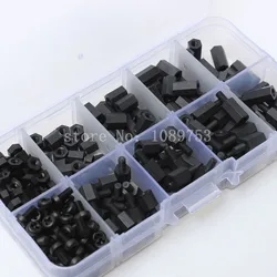 260 pcs M3 Nylon Nero M-F Distanziatori Esagonali Vite Dado Assortimento Kit Stand-off Set