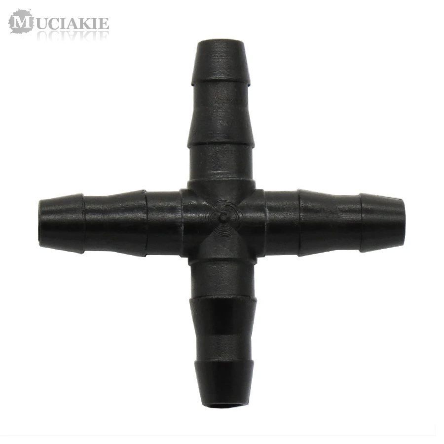 

MUCIAKIE 50PCS Irrigation Cross Connector 1/4 Inch Barb Barbed 4-Way Quick Coupling For 4/7mm Hose Garden Watering Accessory