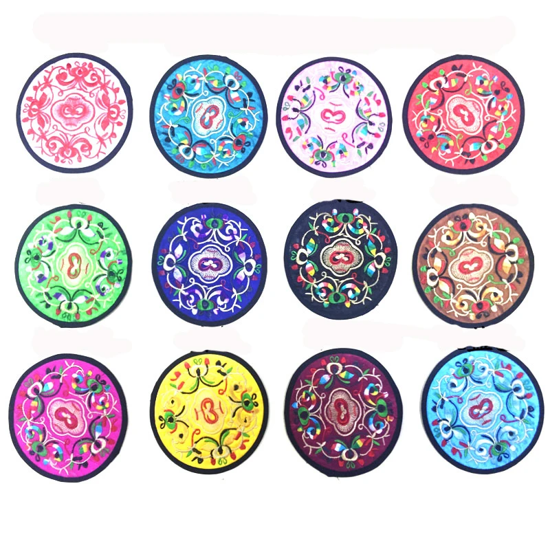 200 pcs Non-woven Embroidery Floral Pattern Ethnic Coaster Tribal Cup Teapot Mat Drink Holder Floral Tableware Placemat