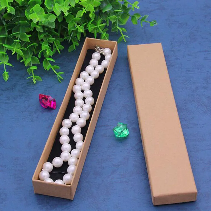 100pcs/lot 21.5*4*2.5cm Kraft Paper Box Bracelet/Necklace Boxes Jewelry Package Case For Christmas Wedding Birthday Gift ZA3874