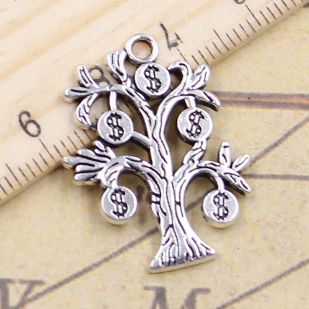 10pcs Charms Money Tree 29x21mm Antique Silver Color Pendants Making DIY Handmade Jewelry Factory Wholesale