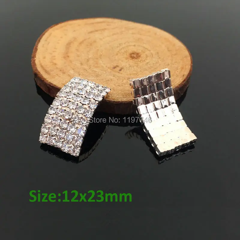 New Full Crystal Rhinestone Rectangle Button Embellishment Flat Back 10pcs 12x23MM Scrap Booking Girl Hair Bow Center