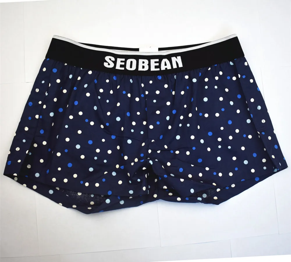 SEOBEAN Men\'s Underwear Boxers Shorts Men Cotton Underpants Loose Home Sleep Wear Shorts Panties Sexy Low-waist Men Boxer