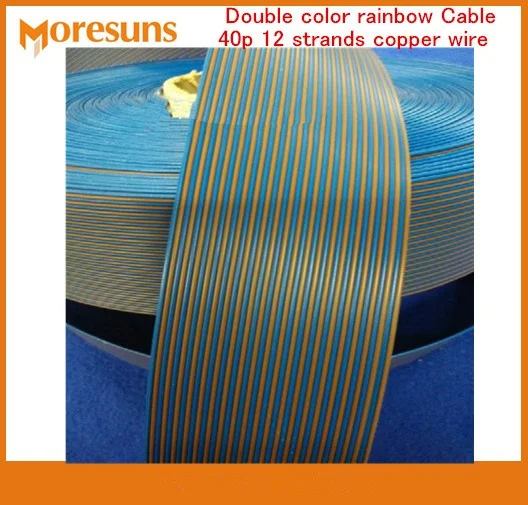 

Free Ship by EMS/DHL 50m/lot Double color rainbow Cable 40p 12 strands copper wire,outer diameter 1.4MM pure connector wire