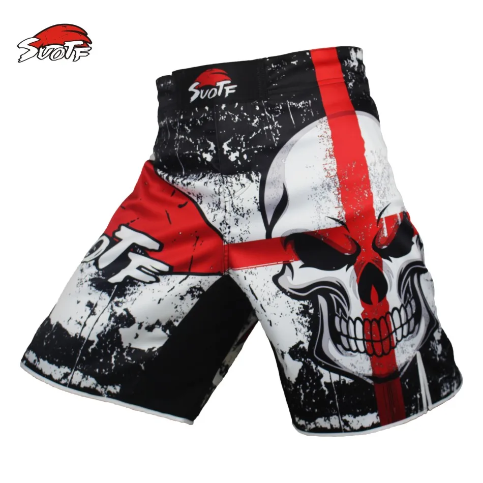 SUOTF MMA black boxing skull motion sanda picture cotton loose size training kickboxing shorts muay thai shorts cheap mma shorts