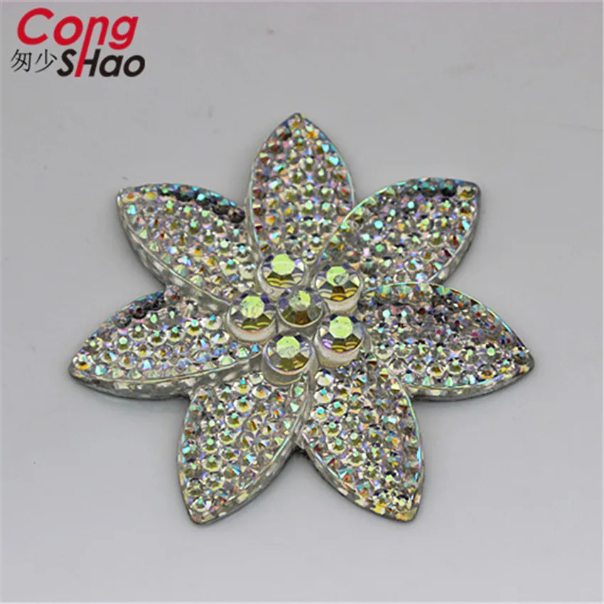 Cong Shao 20 pz 57mm AB colore a forma di fiore resina strass Applique cristallo Flatback pietre per accessori Costume CS509