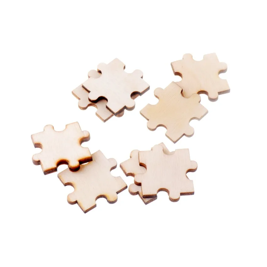 Best Quality 25Pcs Flatback Wood Craft Decoration Promotions Scrapbooking Embellishments Puzzle Styles Pendants