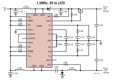 LT8582EDKD LT8582IDKD LT8582 - Dual 3A Boost/Inverting/SEPIC DC/DC Converter with Fault Protection
