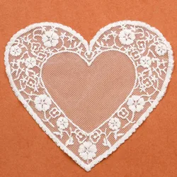 White Lace Collar Patch Love Heart Mesh Embroidered Applique Trim Lace For Wedding Party Gown Bridal Dress Clothes DIY Crafts