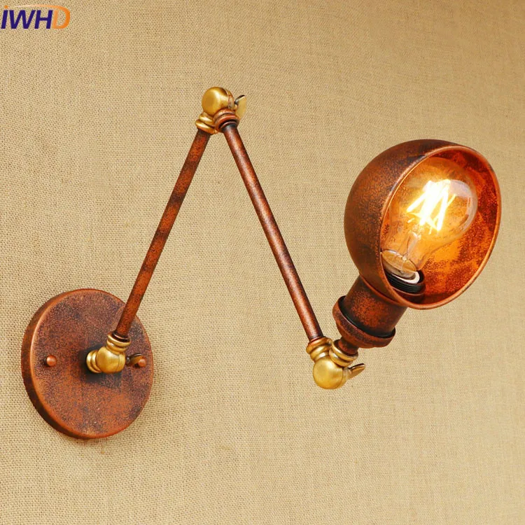 

IWHD Loft Industrial adjustable long swing arm Wall light Fixtures Vintage Edison bulb wandlamp lamparas de pared lights lampen