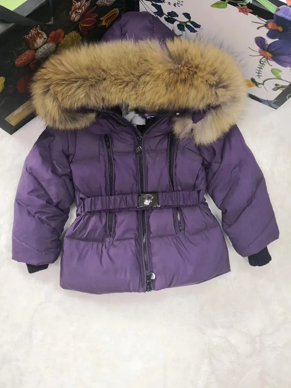 80cm -140cm 2021 Winter Jacket Children down jackets & PANT duck down Fur hooded girl snowsuit boy Suit set outerwear ski suit