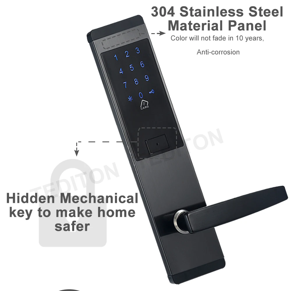 Imagem -02 - Fechadura de Porta Eletrônica com Tela Táctil Esperto Código Digital Teclado Numérico Deadbolt para a Casa Hotel Apartamento App do Ttlock