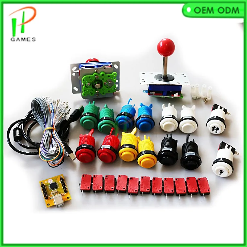 

DIY Arcade JAMMA KIT for 2 players PC PS3 2 IN 1 interface USB Encoder to 2pcs 4/8 way zippy joystick + 14 pcs HAPP buttons