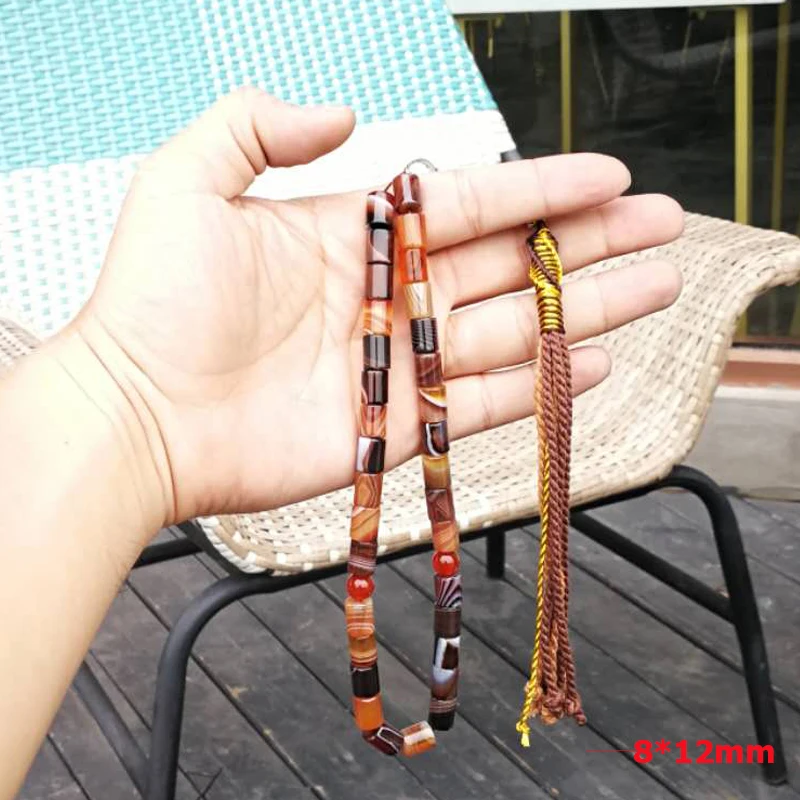 Natural Brazilian agates tasbih 33 Luxury Rosary Muslim Eid Ramadan gift Men\'s high quality jewelry bracelet Misbaha