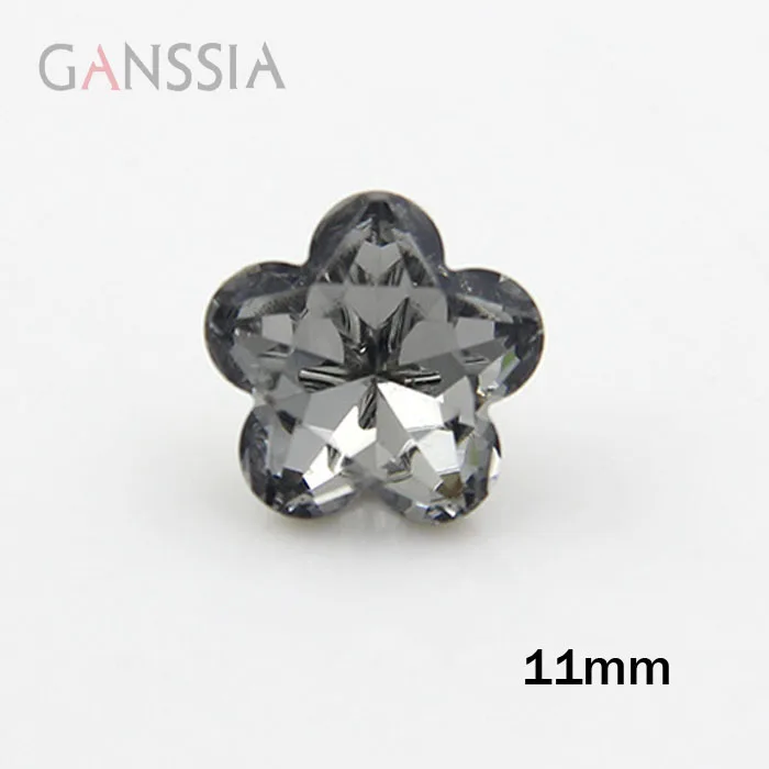 10pcs/lot Size:11mm Grey Flower Crystal Button Imitation Gemstone Flower Sewing Buttons for Shirt Clothing (SS-122-7)