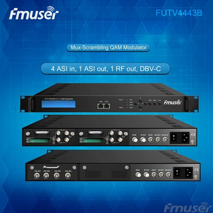 

FUTV4443B 4 in 1 Mux-Scrambling QAM Modulator(optional 4*ASI/Tuner in, 4*RF out)adapting CATV system