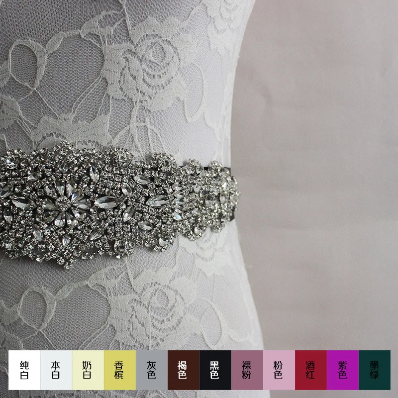 Free shipping 2016 Bride wedding belt luxury sparkling diamond diy accessories ribbon bow waist girdle dress Wedding Accessories