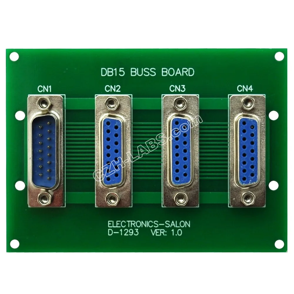 ELECTRONICS-SALON Panel Mount DB15 1 Male 3 Female Buss Board, DB-15 Busboard, D-Sub Bus Board Module.