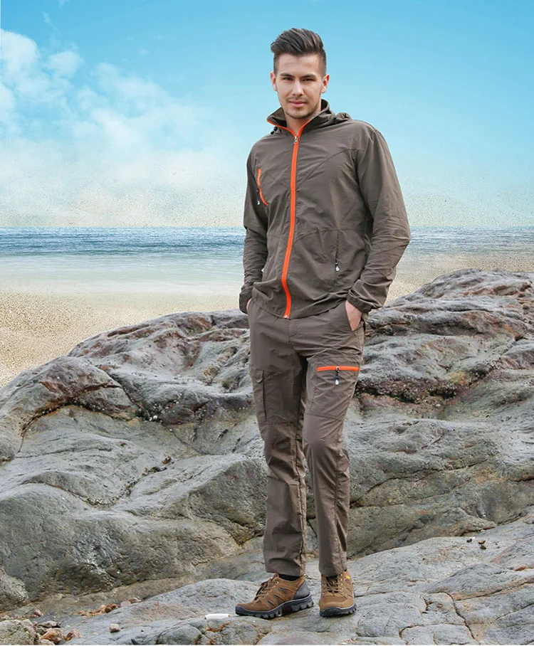 Camping Wandern Kleidung Set Outdoor-Sport Männer Frauen Sommer Sportswear Anzug Mit Kapuze Jacken Hosen Schnell Trocken Atmungs Set ST01 – Detail 22