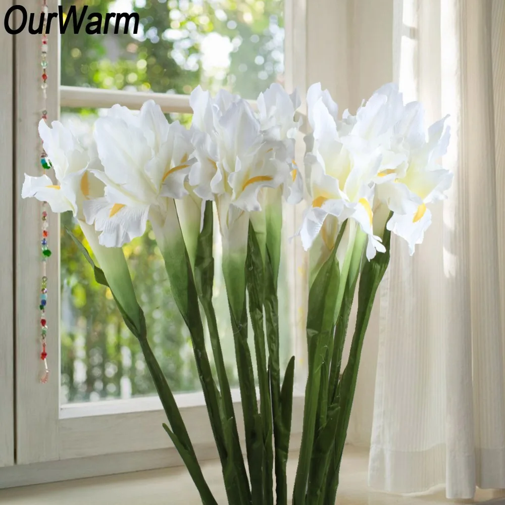 

OurWarm 10/6pcs Real Touch Iris Artificial Flowers for Wedding 68cm Fabric Decorative Fake Flowers Table Decoration Accessories