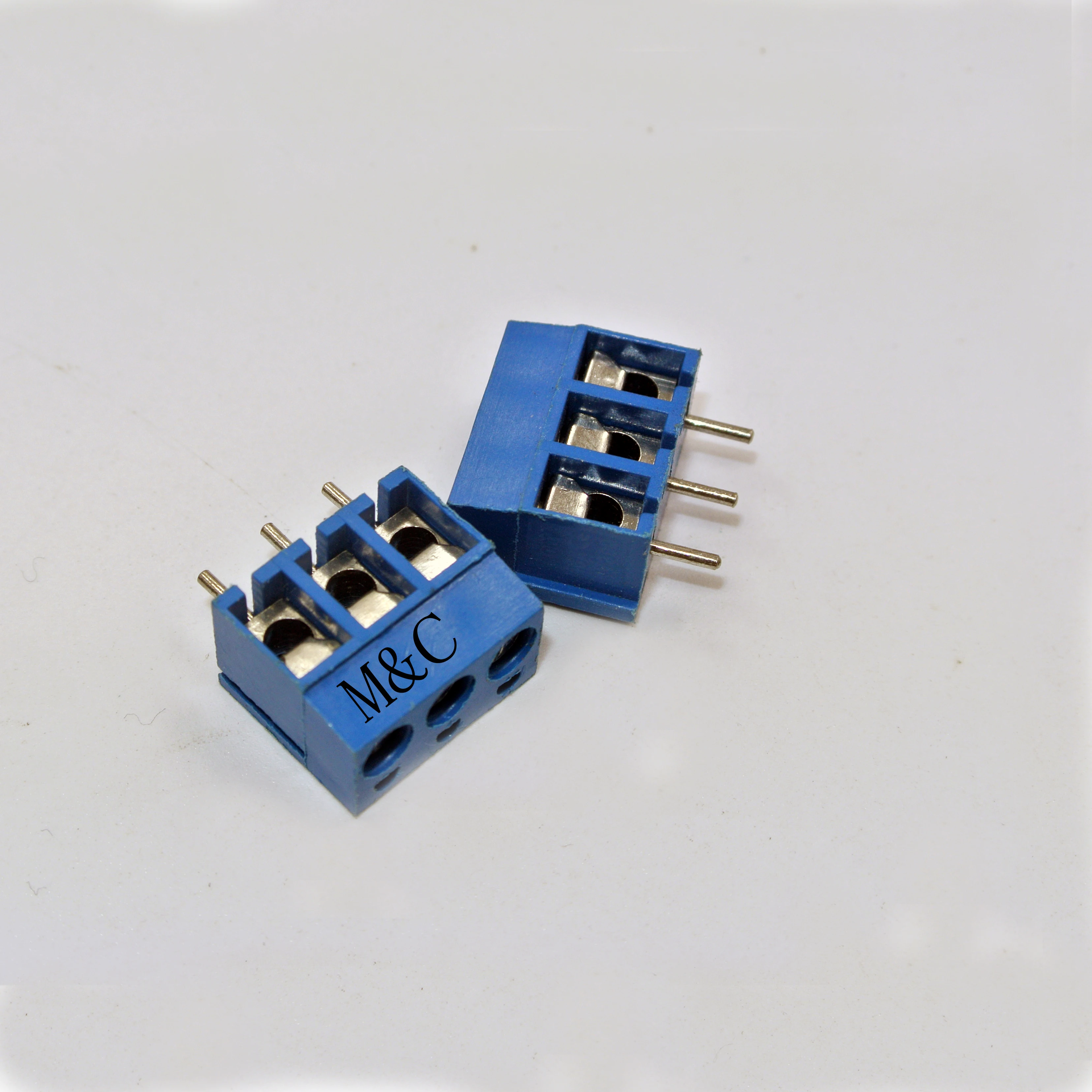 100 pcs 3 Pin M3 Screw blue PCB Terminal Block Connector 5mm Pitch