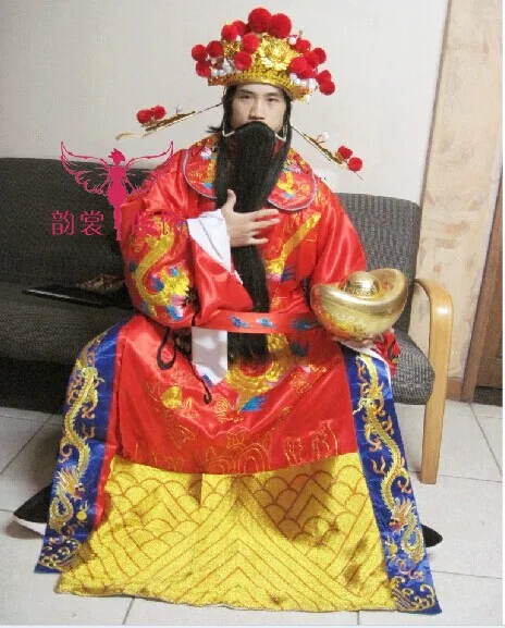 Chinese Folk Four Gods Fu(good fortune) Lu(official pay) Shou(longevity) Xi(Wedding)  Stage Show Costume Traditional Opera