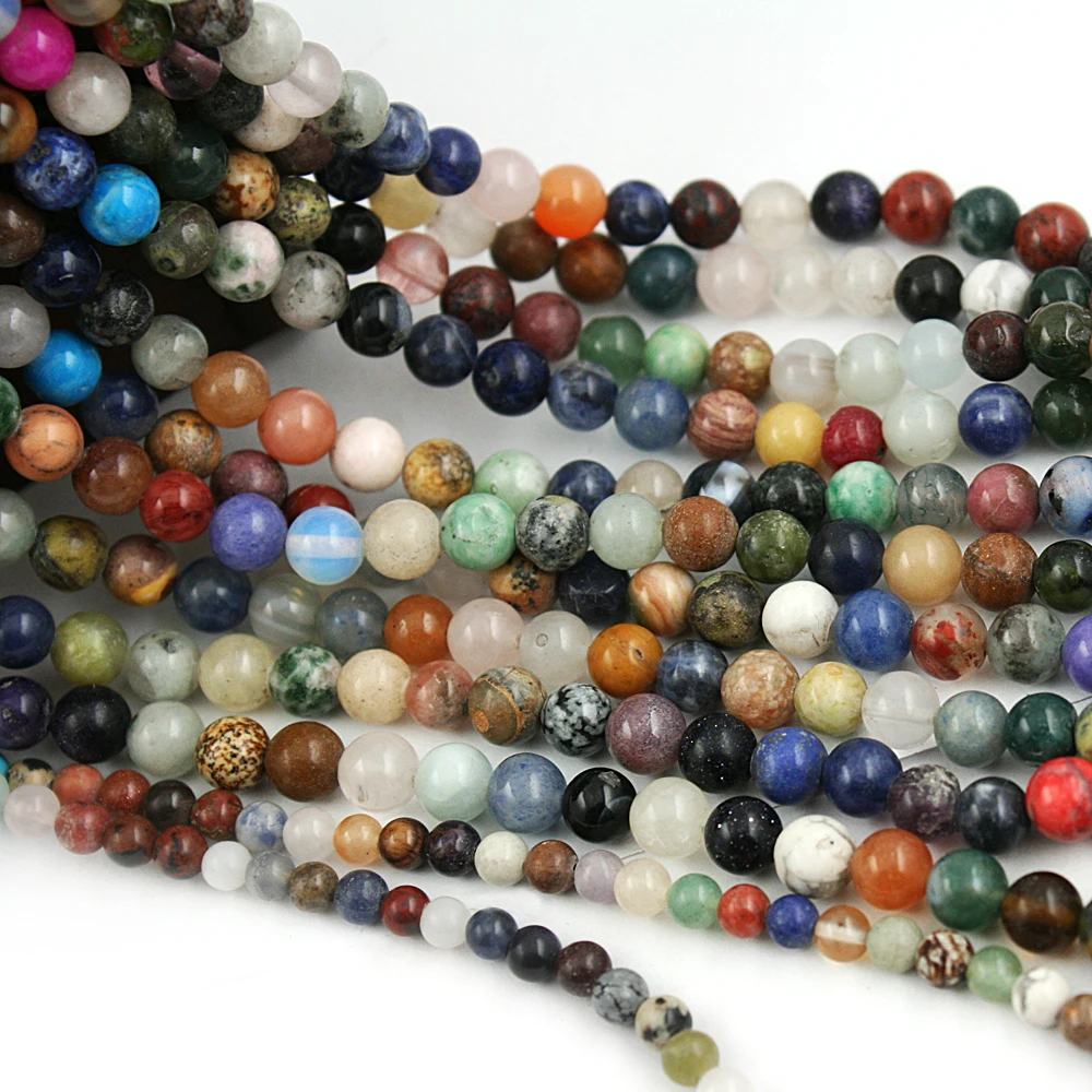 Hot Sale Nature Garment Stone Beads Spacer Loose Beads Charms For Jewelry Making DIY Bracelet Necklace 15inches 4/6/8mm