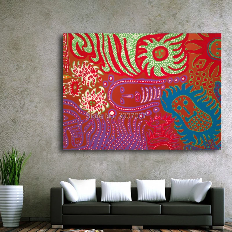 

Cuadros Decoracion Free Shipping Yayoi Kusama Frameless Handmade Oil Paintings Modern gifts color Abstract face Wall Art Bedroom