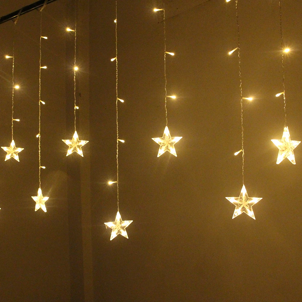 2M Star Fairy Lights Christmas Star String Lamp Garland Led Curtain Wedding/Home/Party/Garden/Birthday Decoration Lighting