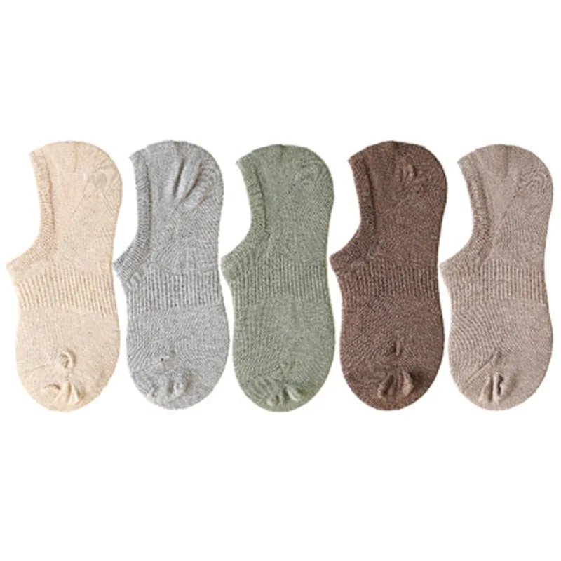 COCOTEKK 5pair/Lot Summer Silicone Combed Cotton Women Socks Candy Colors Retro Invisible Socks Casual Slippers Thin Sox Set