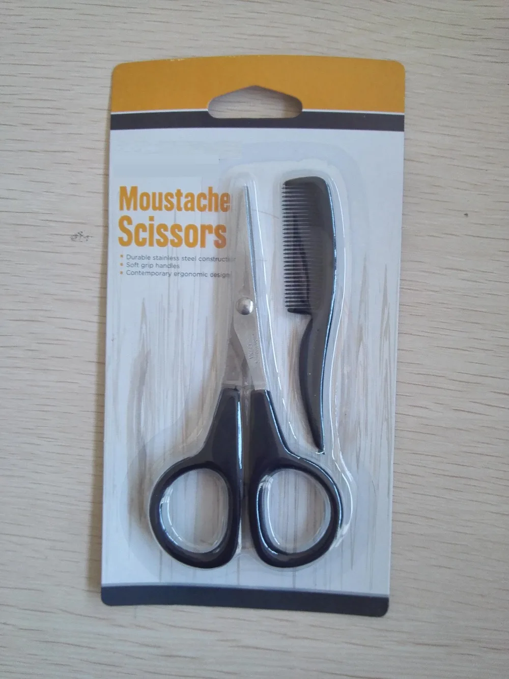 100 Set/Lot  Moustache Grooming Kit Moustache scissors + Mustache Brush