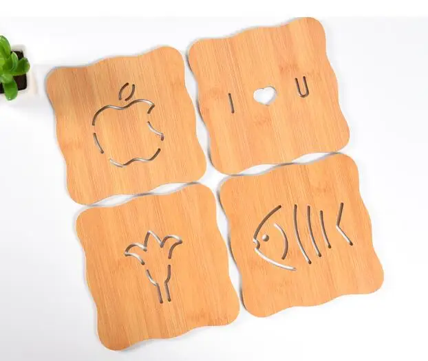 100pcs hot 15cm Wooden Coasters Table Pad Cartoon Cup Mug Mat Coffee Tea Holder Home Decor