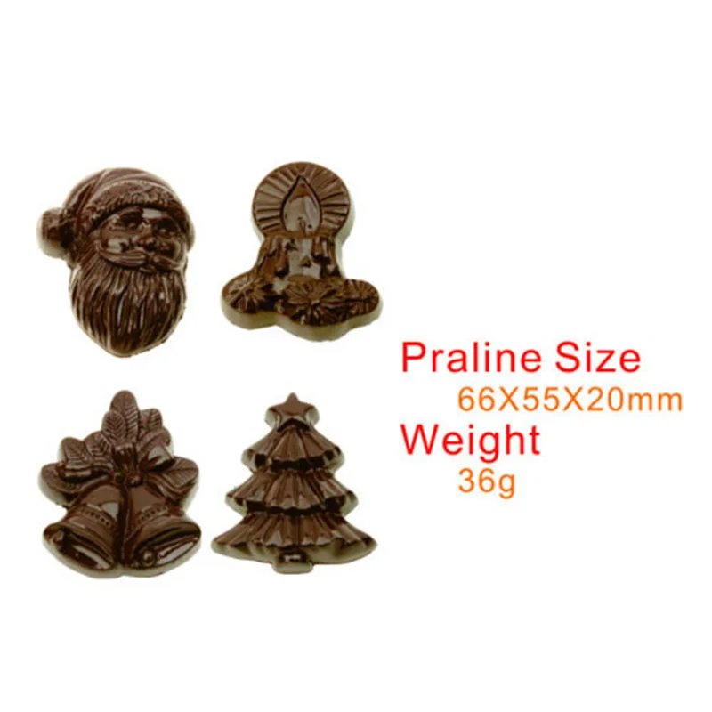 Christmas Series Santa Claus Bell Shape Polycarbonate Chocolate Mold,cheap Kitchen Bakeware Baking Cake Candy Chocolate Mould