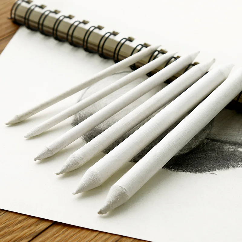 6pcs/set Blending Smudge Stump Stick Tortillon Sketch Art White Drawing Charcoal Sketcking Tool Rice Paper Pen Supplies