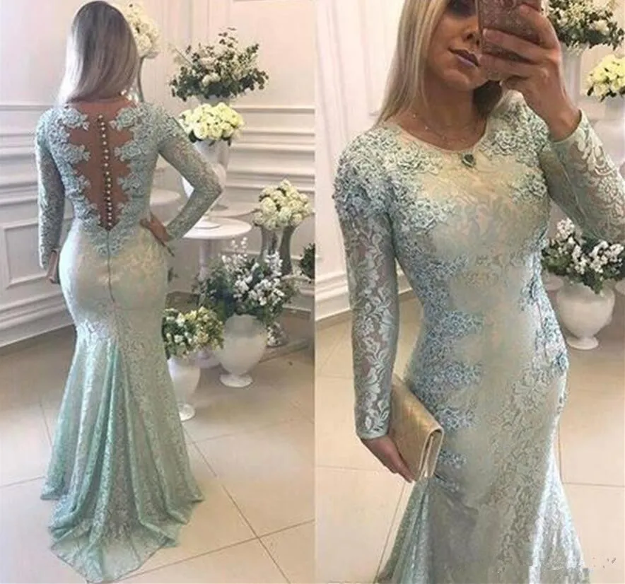 

Lace Muslim Evening Dresses Mermaid Long Sleeves Appliques Beaded Islamic Dubai Saudi Arabic Long Formal Evening Gown Prom