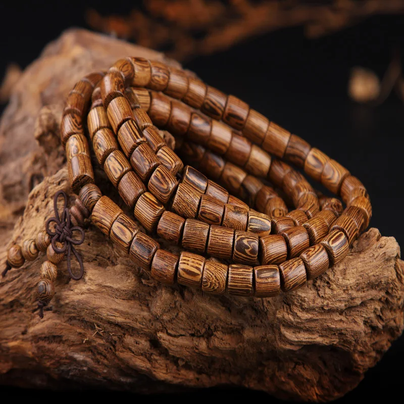 Sennier 108 Wenge Prayer Beads Tibetan Buddhist Bracelet Men Wooden Rosary  Buddha Bracelets Bangles For Women