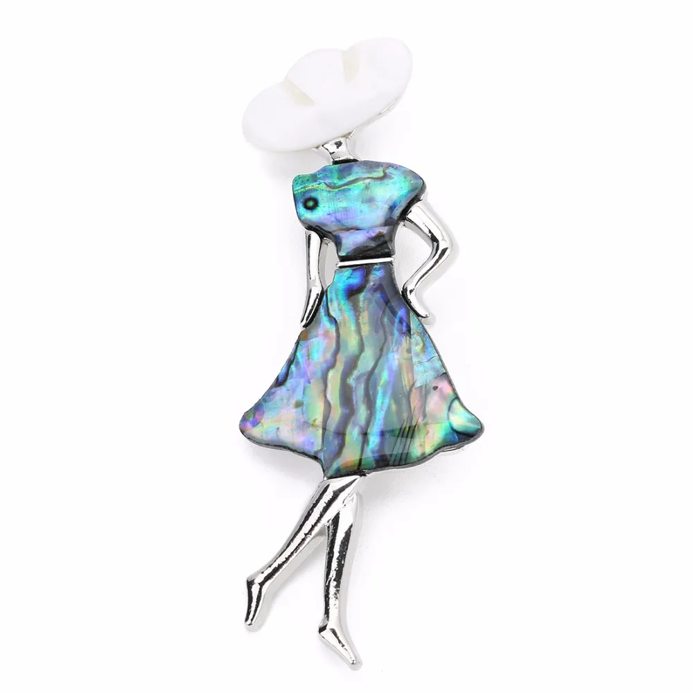Hot Bohemian Women Natural Mother of Pearl Abalone Shell Pendant Brooch for Dual Use Charm Jewelry Findings Making DIY  broches
