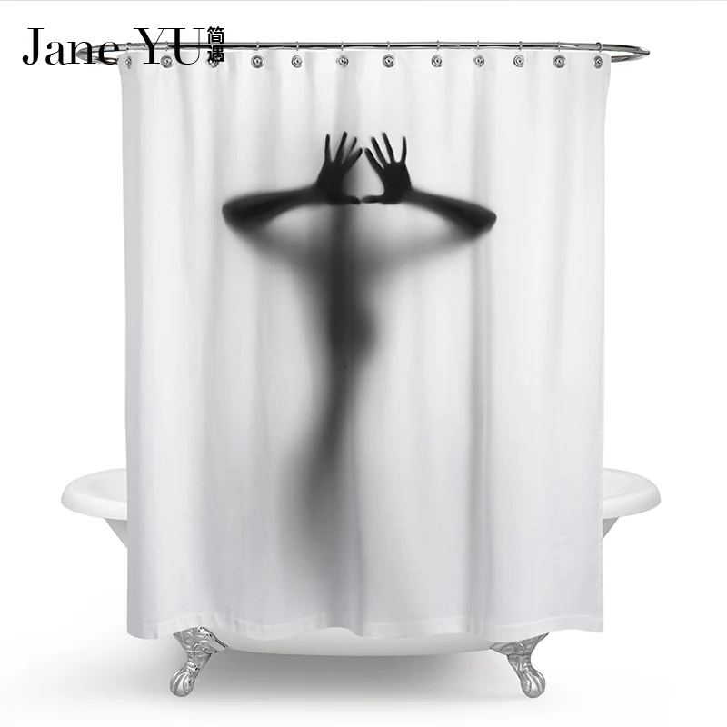 JaneYU Fashion Creative Sexy Girl And Women Shadow Silhouette Bath Shower Curtain Waterproof Bathroom Curtain Home Decoration