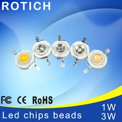 10pcs / lot Epistar High Power 1W / 3W led chips beads bulb diode lamp Warm white / white / red / blue / green for LED Spotlight