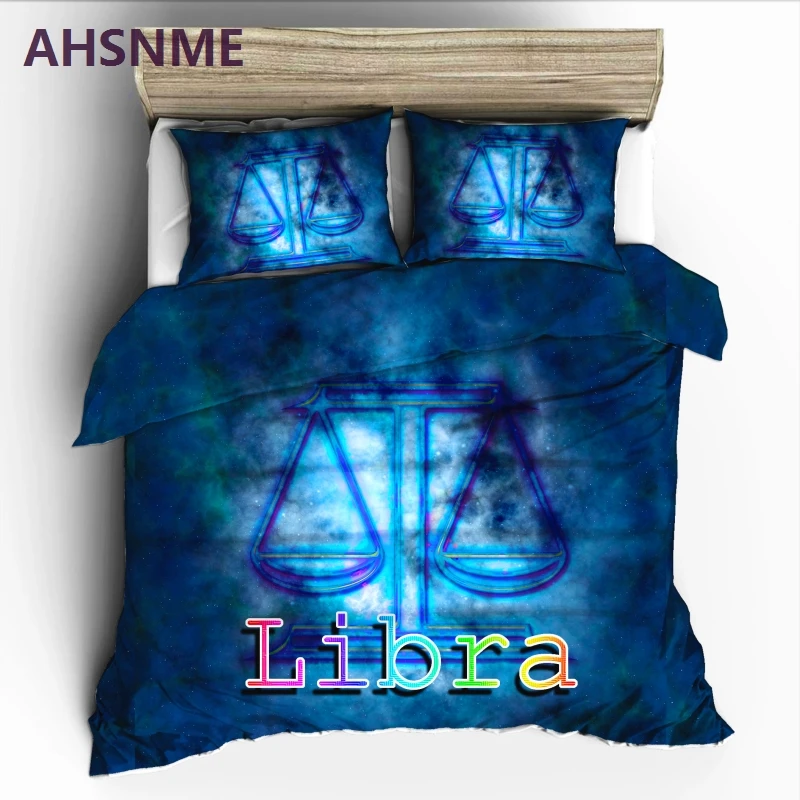 

AHSNME 12 Constellation Libra Bedding Set High-definition Print Quilt Cover for RU AU EU King Queen Double Size jogo de cama